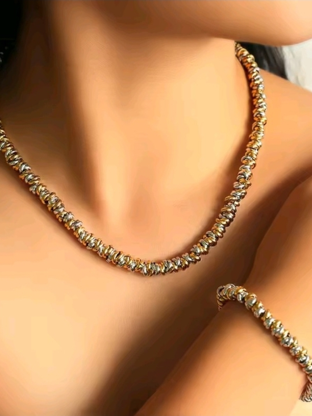 Anthropologie Gold & Silver Beaded Necklace and Bracelet Set - Picture 2 of 6